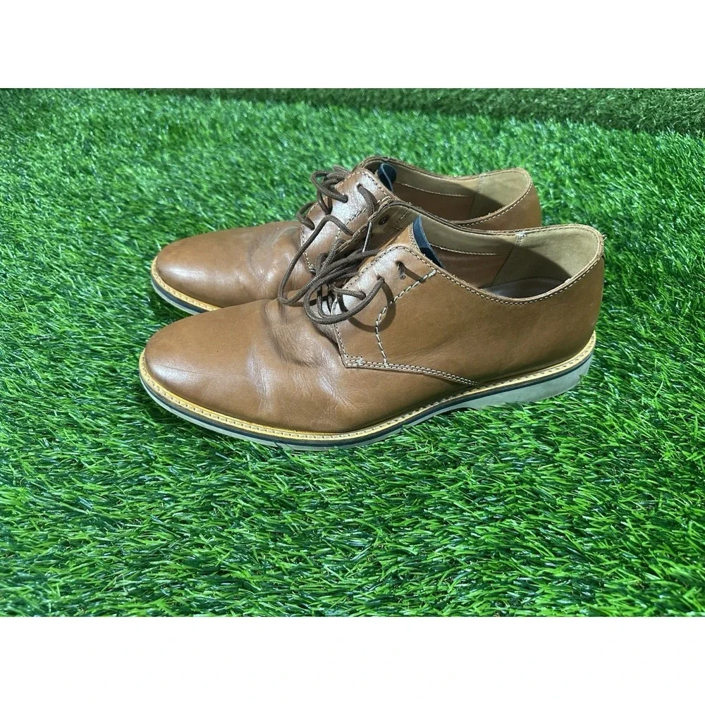 Clarks Mens Brown Leather Lace Up Round Toe Oxford Dress Shoes 10 W 261318248090